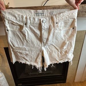 Lucky brand white distressed shorts